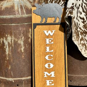 pig welcome sign